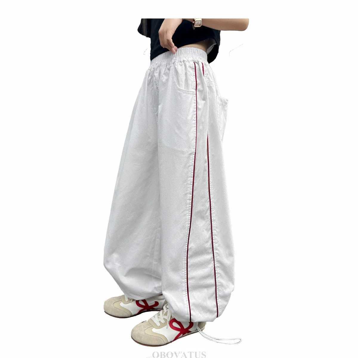Childrens Spring and Summer White Pants Girls Casual Trouser with Side Stripes Childrens Fashion Sports Pants 4 5 7 9 11 14 YT250318