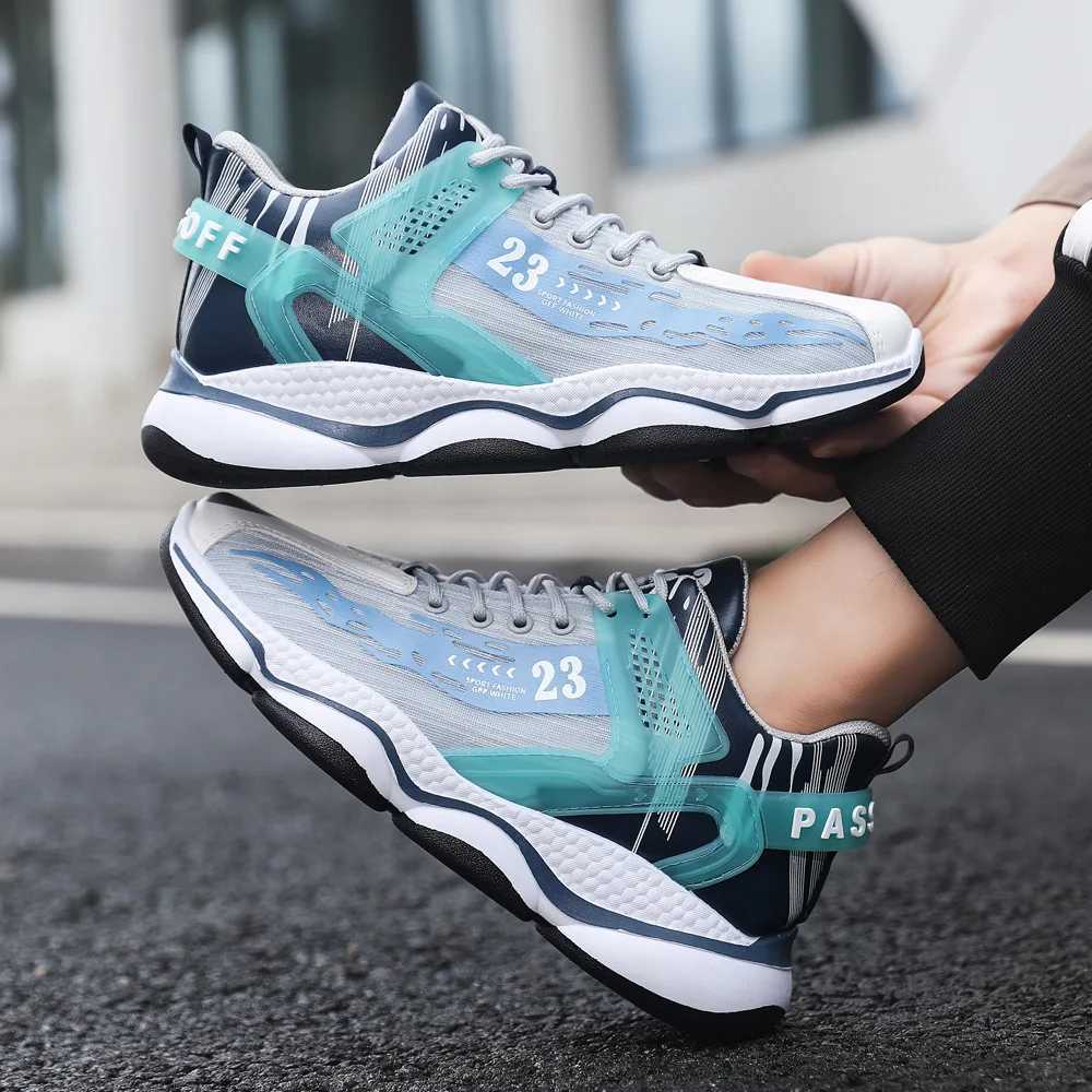 Mens new breathable and fashionable sports shoes with thick soles and high cut Korean casual shoes lightweight running shoes Z250319