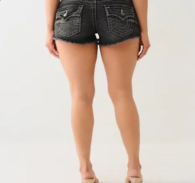 2025 summer high waisted pocket Buddha pattern denim shorts Y2K retro slim suitable for sexy street aesthetic clothing 250319
