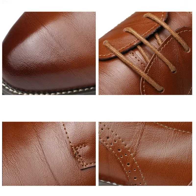 New 2023 flat classic mens shoes leather wing tips carved Italian formal Oxford shoes winter sizes 38-48XJ250319
