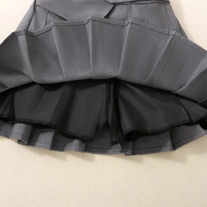 Teenage Girls Pleated Skirt Casual Grey School Skirt for Kids 2025 Spring Summer Simple Stylish Versatile A-line Short Skirt 250319