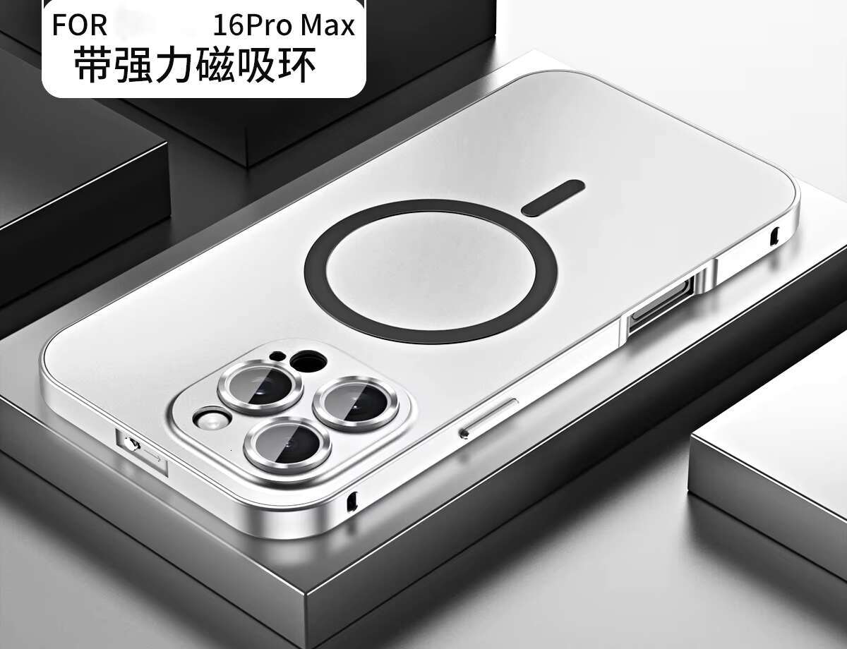 Aluminum Alloy Magnetic Wireless Charging Phone Case for iPhone 16 15 Pro Max Desert Titanium Shockproof Metal Frame Cover