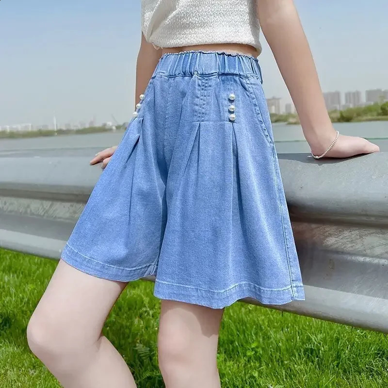 Girls shorts summer outside wear big children foreign girls thin denim five childrens skirt trousers sonic 250319
