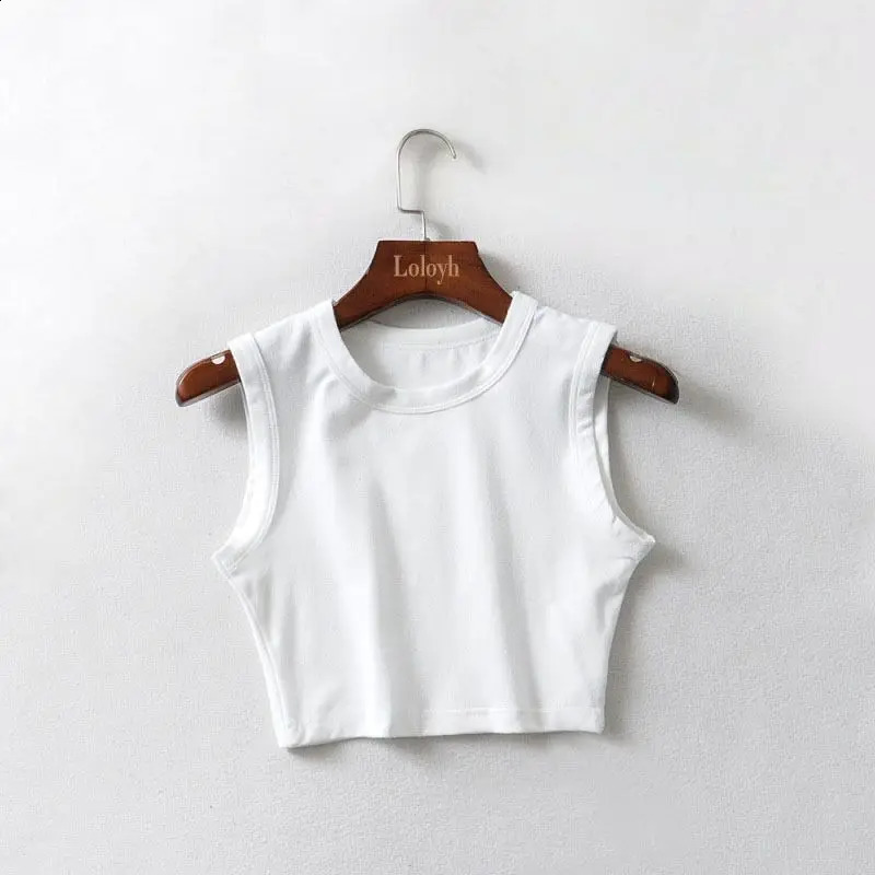 selling sleeveless top with basic short Oneck solid tight fitting vest toplevel womens clothing 2025 summer street casual full matching Ves 250319