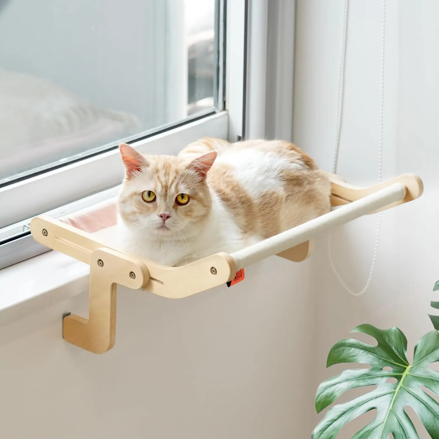 Mewoofun Cat Window Perch Lounge hammock window seat indoor cat bed no drilling suction cup pink gray 250312