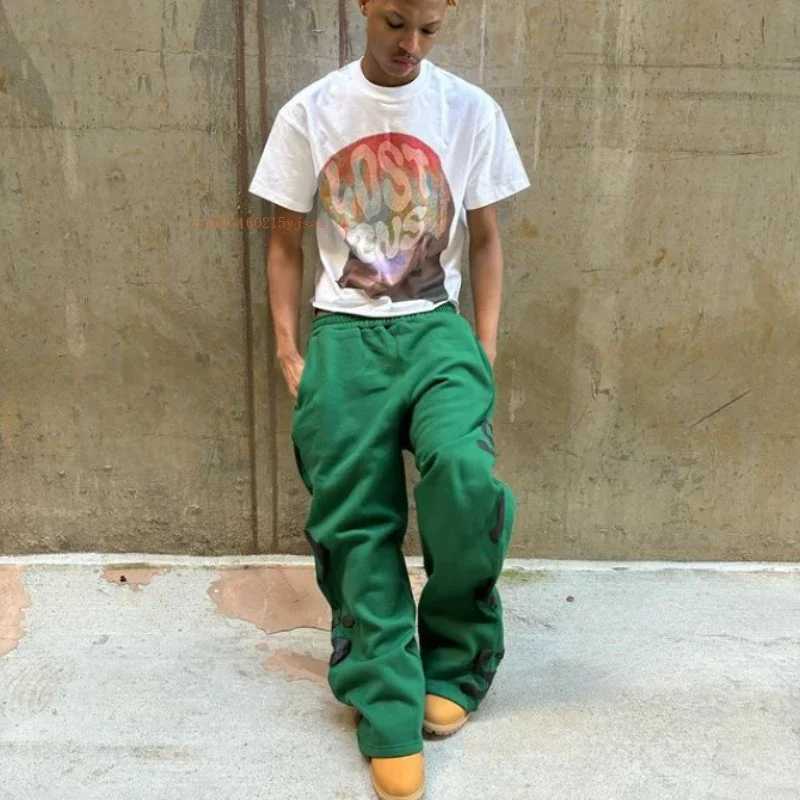 Lost Sins Loose Fashion Couple Straight Pants Men Women Foam Embroidered Sweatpants American Street Style Hipster Casual Pants X250319