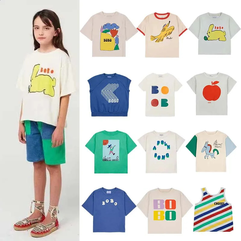 Organic Cotton Short Sleeve Kids T-Shirts 25 Summer Boys Girls Tops Breathable and Soft Inside Short-sleeved T-shirt 250319
