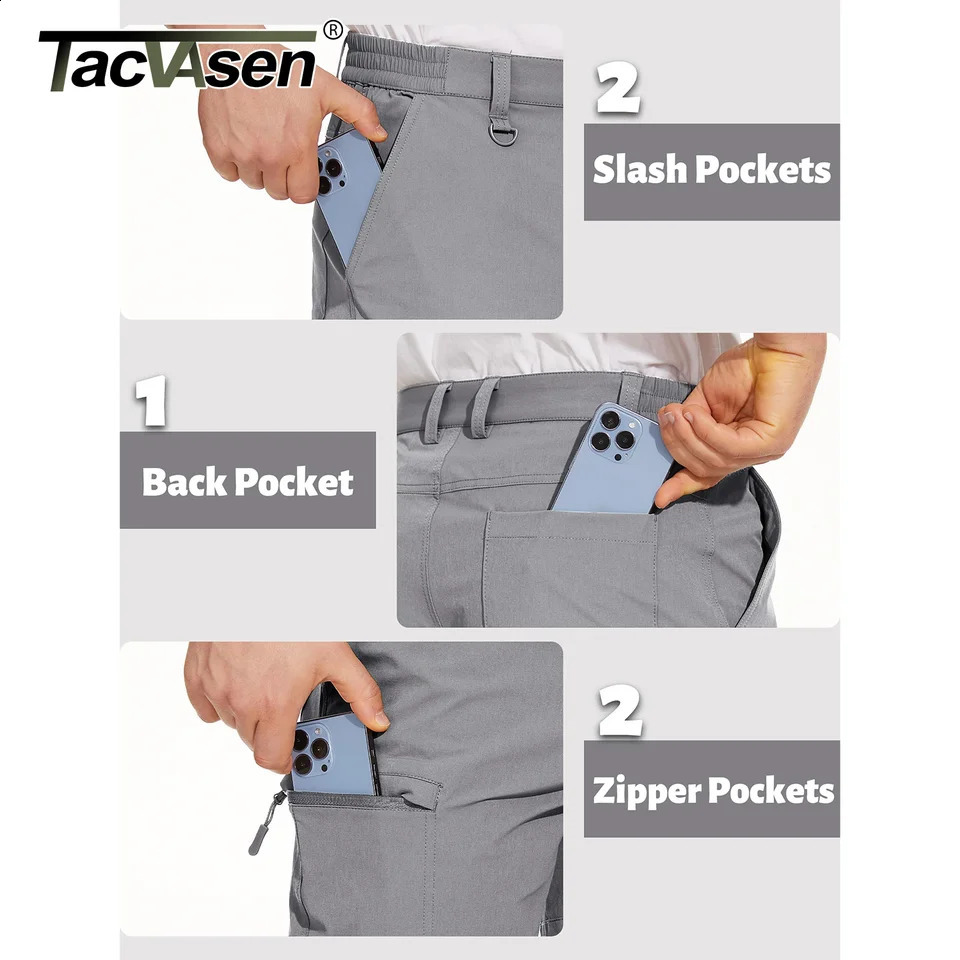 TACVASEN Summer Moisture Wicking Casual Shorts Mens Cargo Work Shorts Running Jogging Sports Bottoms Nylon Rip-Stop Short Pants250312