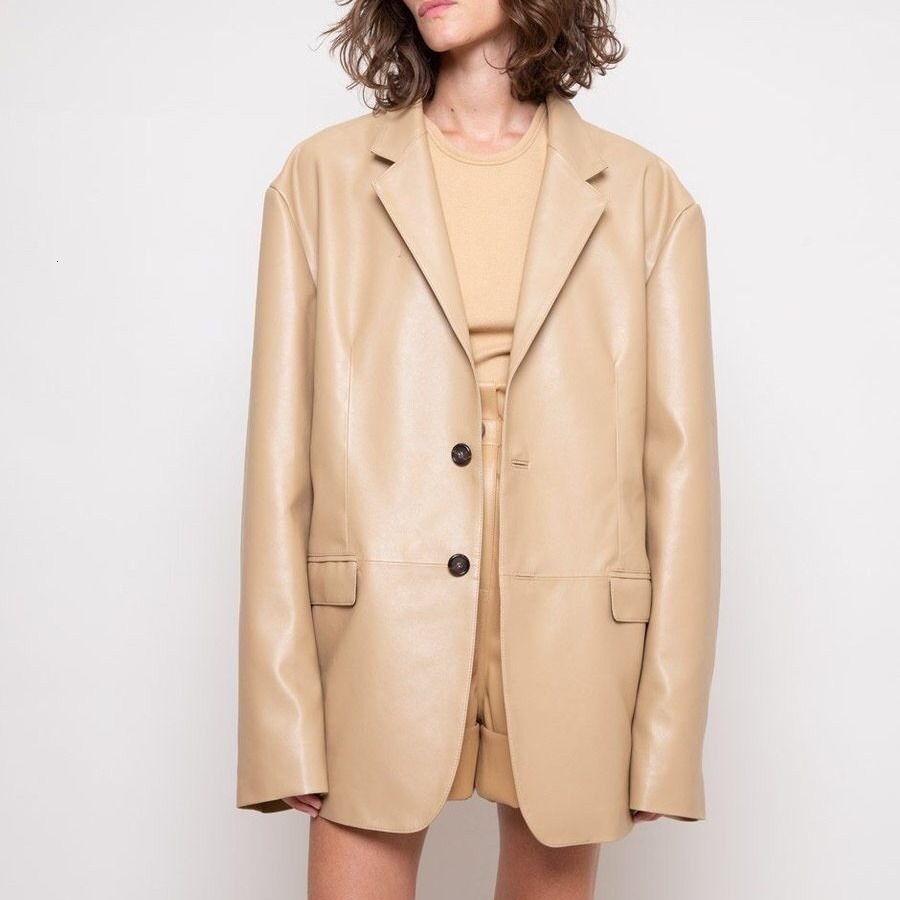 ART Frankie Shop niche designer protein neutral style women's coat loose silhouette leather jacket