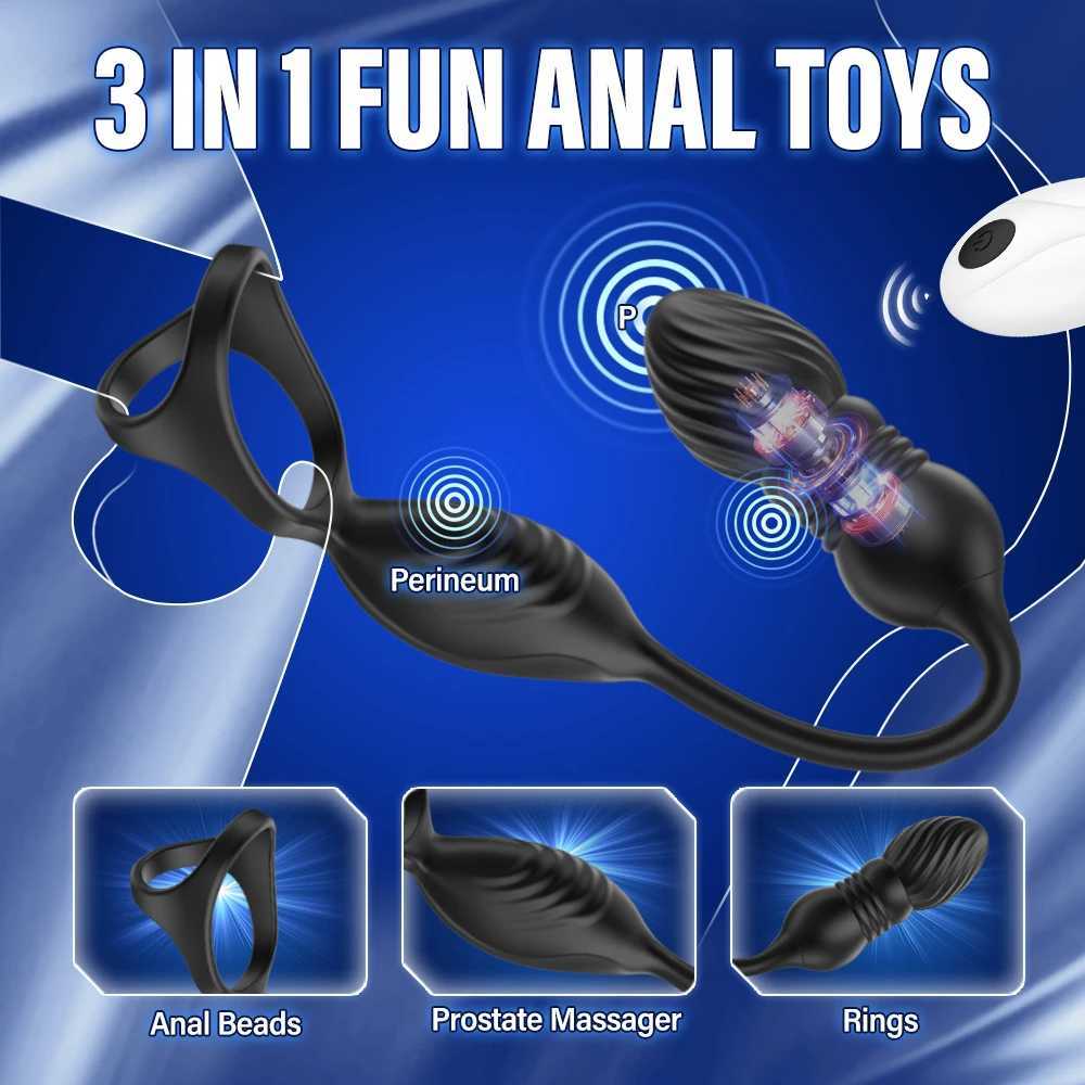 Stimulating anal vibrator prostate massager counting time rooster ring sex toy male vibrator W250319
