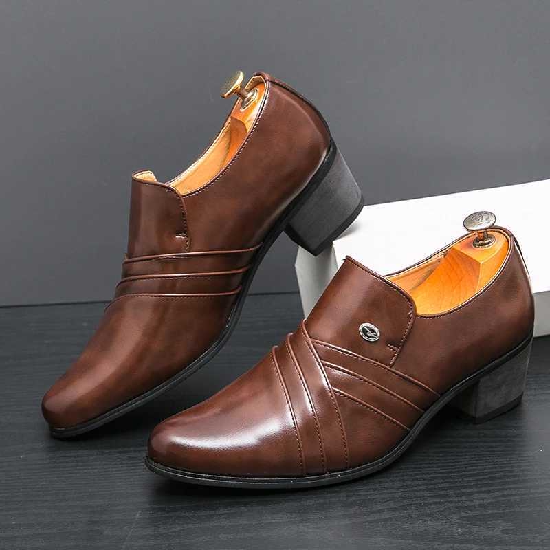 High End Brand Mens Business Dress Shoes Leather Increased Height British Shoes Men Pointed Toe Shoes Wedding Free DeliveryXJ250319