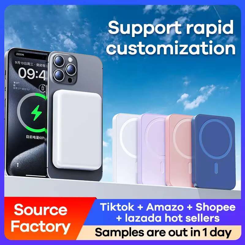 10000mah Portable Bank Powerbank Ultra Slim Fast Charging 20W Type C Output Wireless Magnetic for Mobile Devices