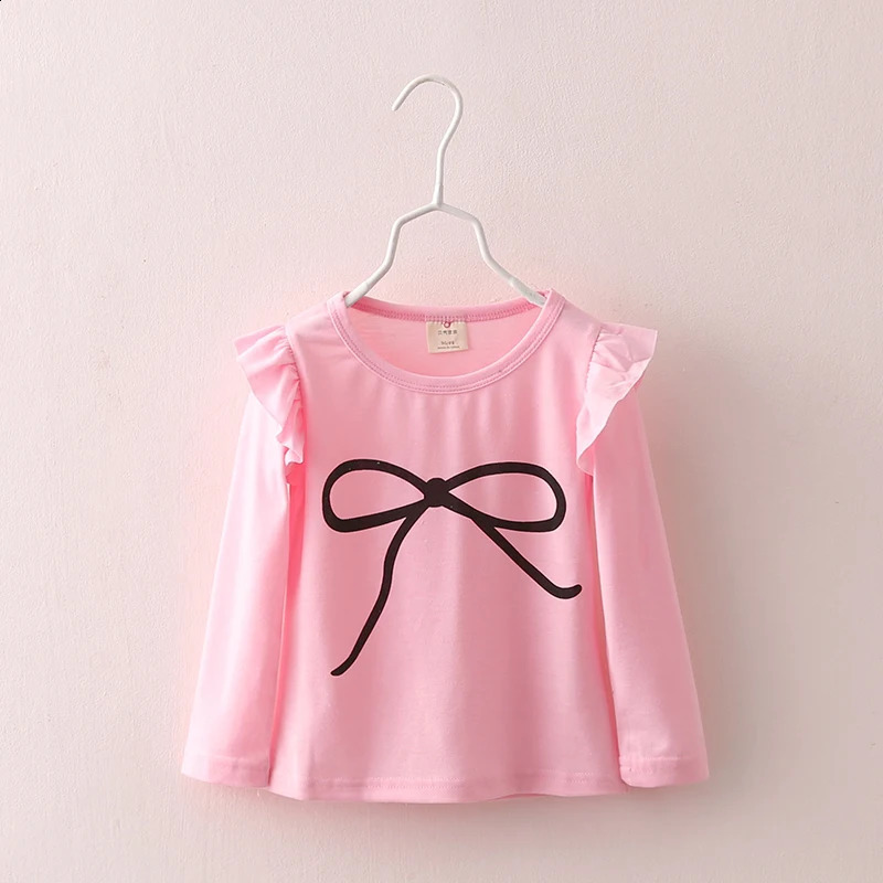 Spring Autumn 2 3 4 6 8 10 Years Baby ChildrenS Clothing Long Puff Sleeve Kids Candy Color Sweet Baby Girl Basic T-Shirt 250319
