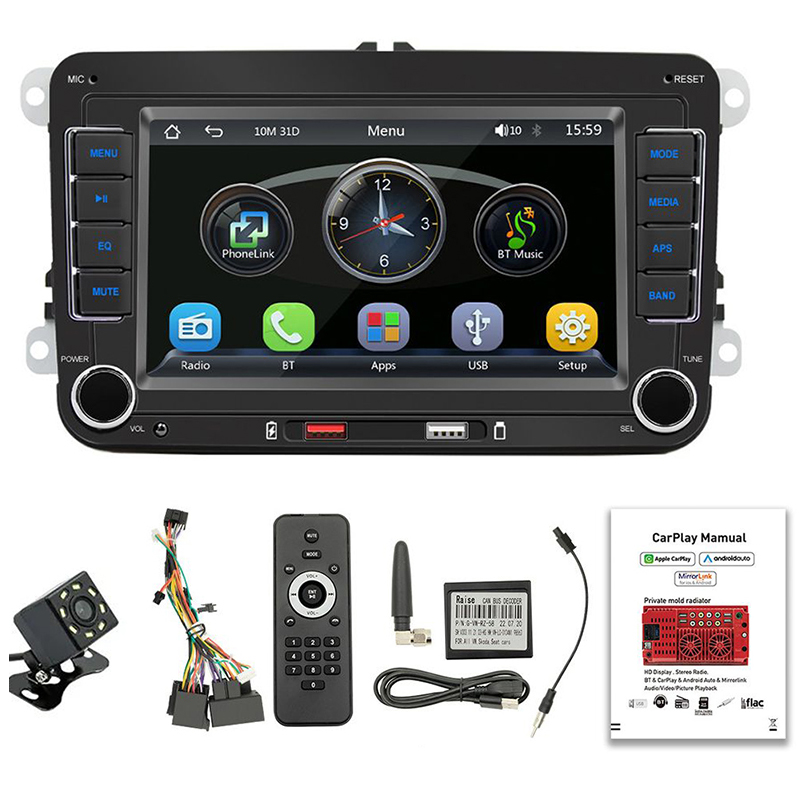 7 Inch Car Radio Supports Wireless CarPlay and Android Auto GPS Navigation System With Backup Camera for Volkswagen Cars