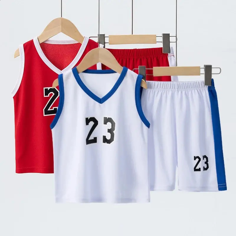 24 pieces of summer childrens quick drying sportswear boys running vests girls casual clown short sleeves breathable 250312
