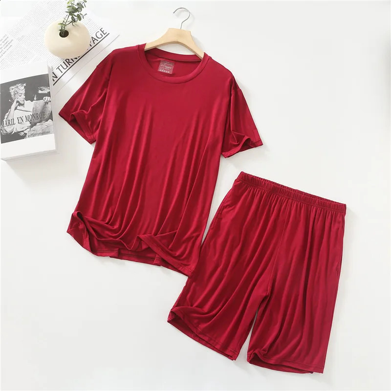 Summer pajamas mens Modal short sleeved set casual plus size two-piece set mens home clothing casual jacket pajamas Hombre 250317