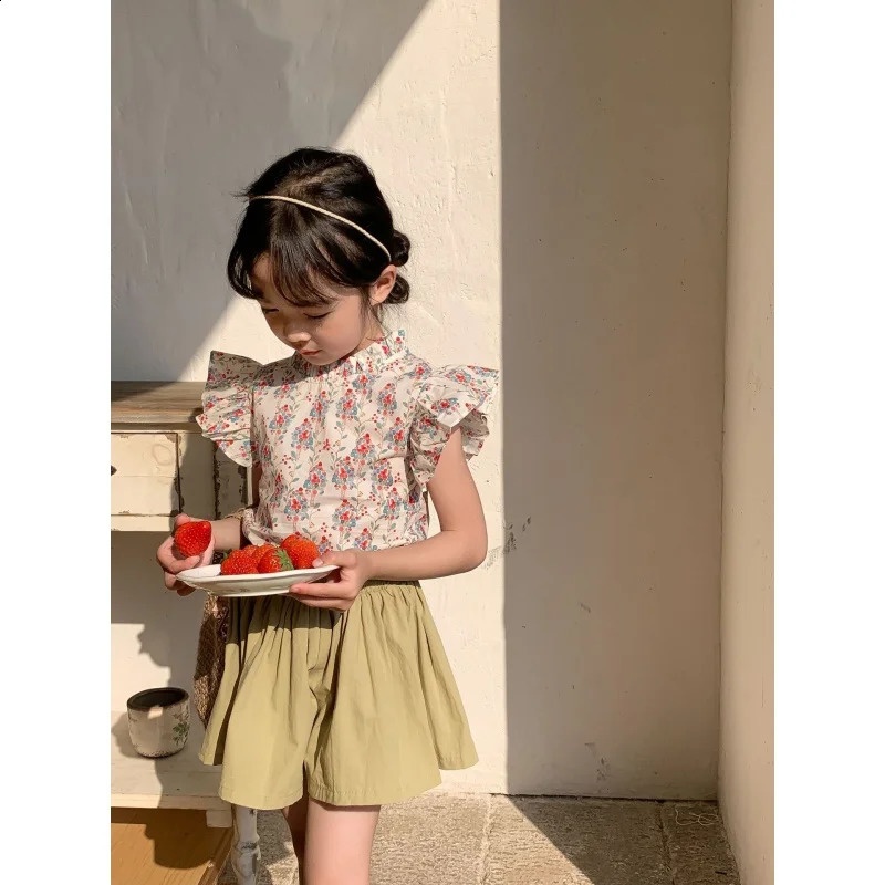 XTY-Girls Short Culottes Summer Western Style Childrens Summer Clothing Girl Outerwear Baby Loose Thin Children Short Pants Fas 250319