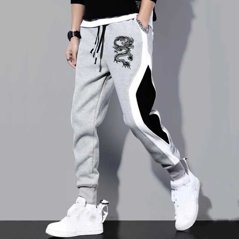 New Men Casual Drawstring dragon print Pants Jogger Pants Sweatpants Running Pants Sweatpants for Men X250319