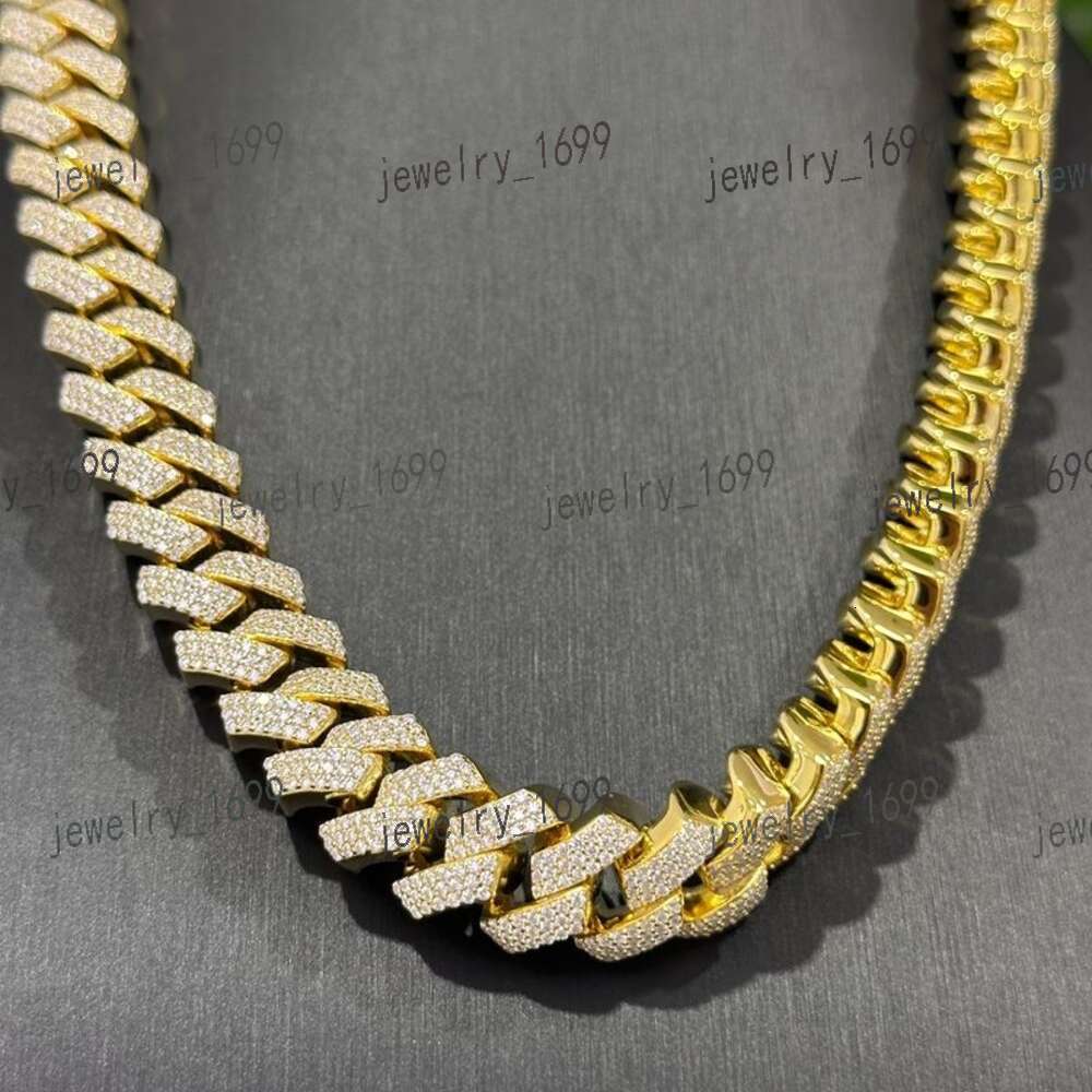 Necklace moissanite chain cuban link chainHip Hop Jewelry Custom VVS Lab Diamond Mossinate Chain Men 14k Gold Vermeil