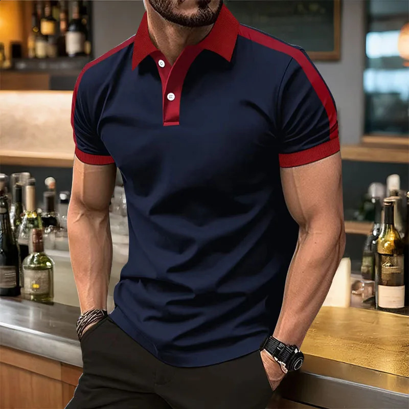 Summer Mens Short sleeved Polo Shirt Business Casual Collar T-shirt Plus Size Breathable Top European and American Plus size 250319