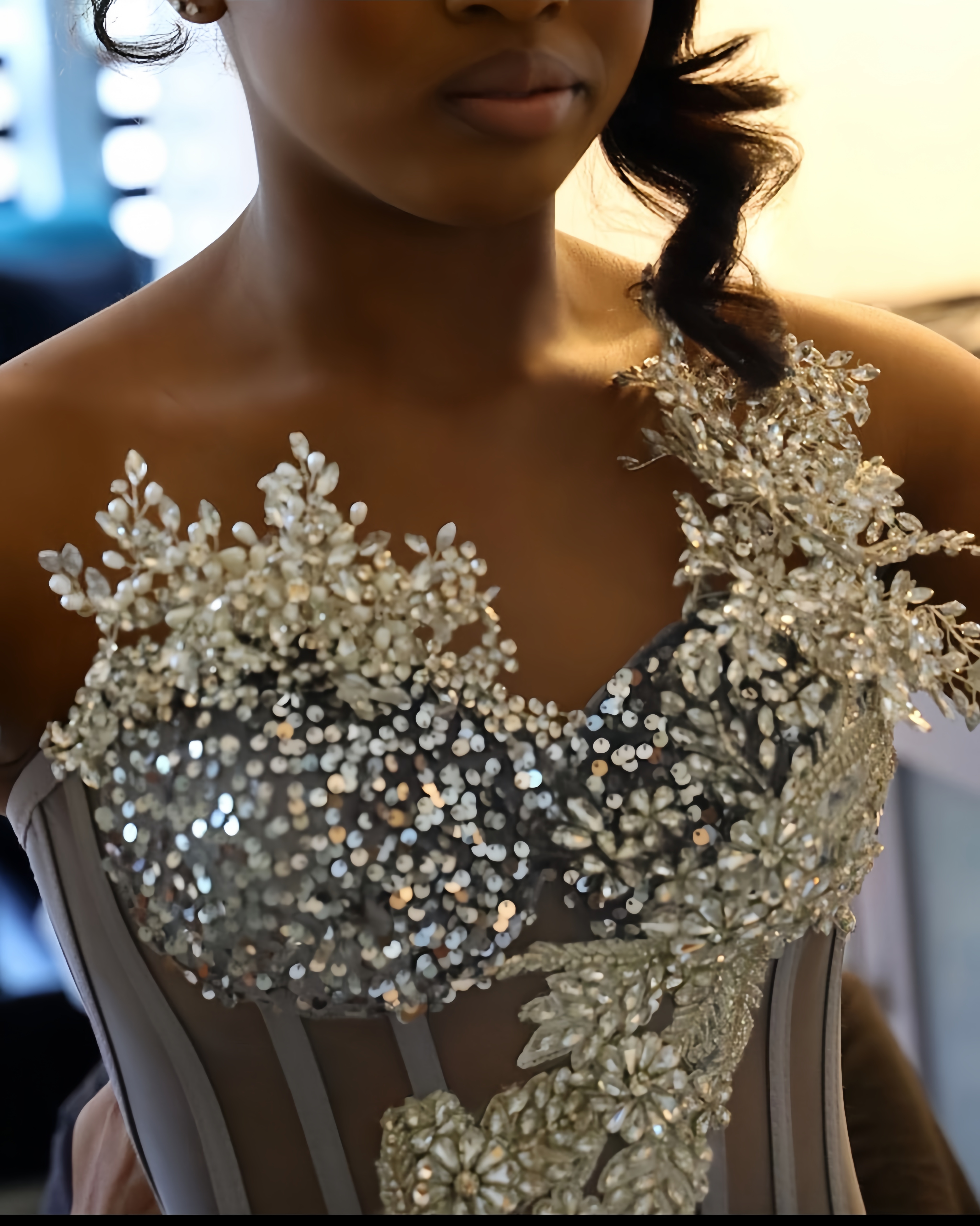 Silver Mermaid Prom Dresses One Shoulder Crystals Sequined Evening Formal Party Second Birthday Engagement Gowns Plus Size Dress For Special Occasions