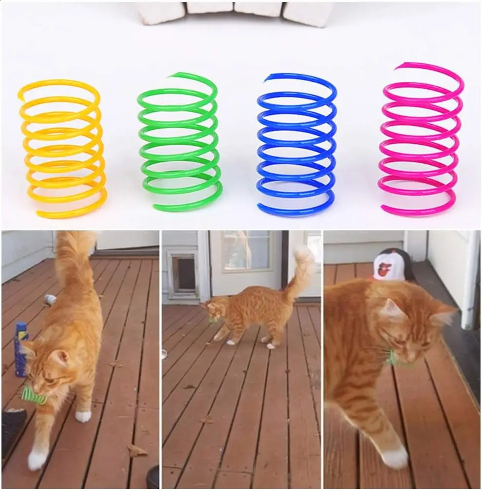 42Pcs Cat Spring Toy Spiral Interactive Indoor Colorful Plastic Coil 250312