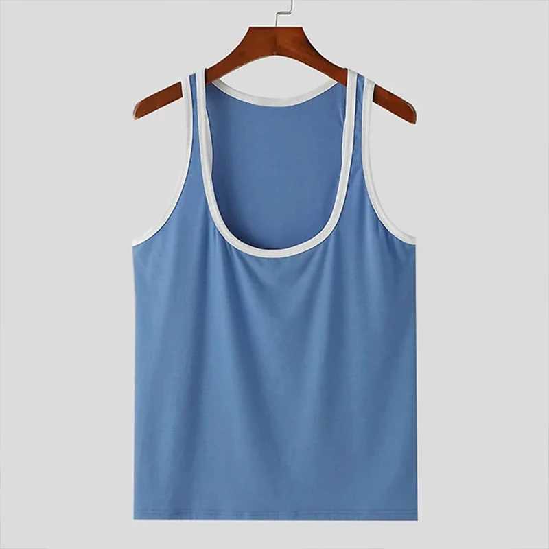 Summer mens tight fitting fitness vest casual fashion sleeveless sportswear fashionable decal fitness vest S-2XLT250318