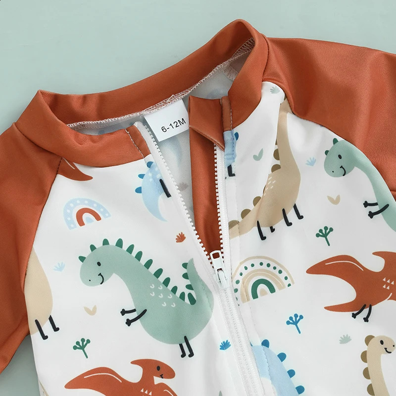 Baby Girl Swimsuit Mermaid Scale Pattern Long Sleeve Full Zipper UV Protection Rash Guard Swimwear Sunhat Set 250319