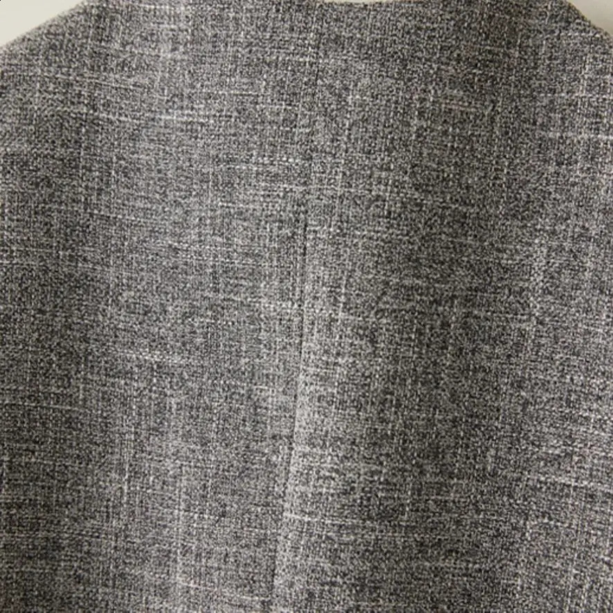 Grey Vneck short vest womens jacket for spring and autumn elegant generous in the workplace 250319