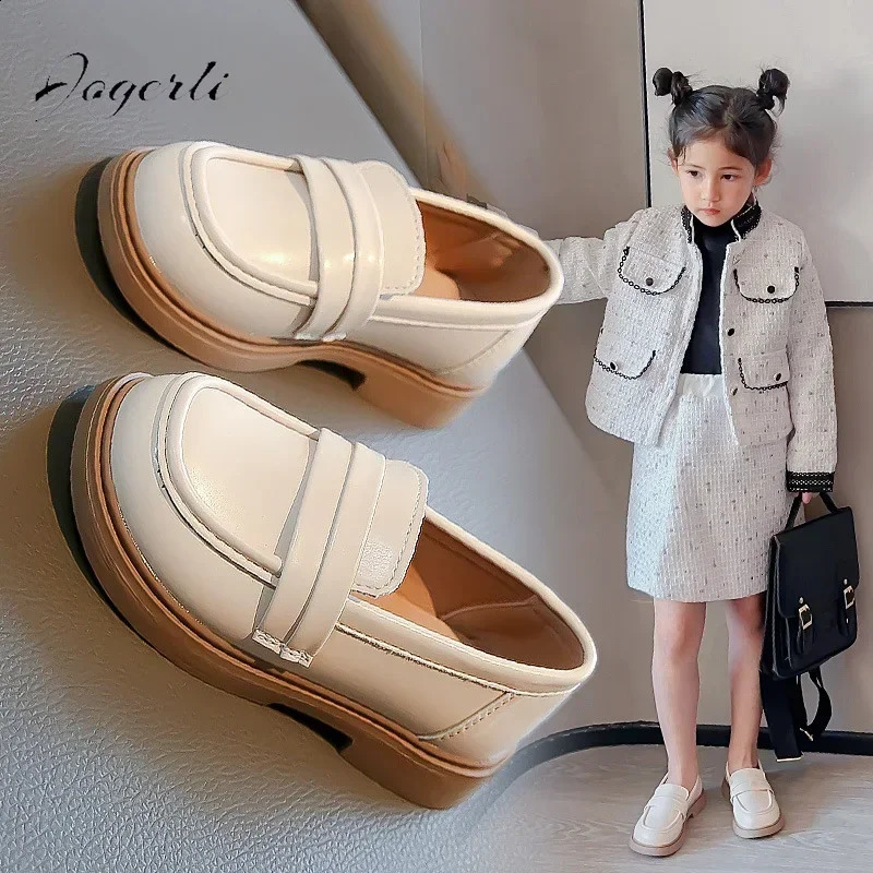 Girls PU Leather Shoes SpringSummer Collection Childrens Soft Bottom Princess Apartment Black School Casual 250319