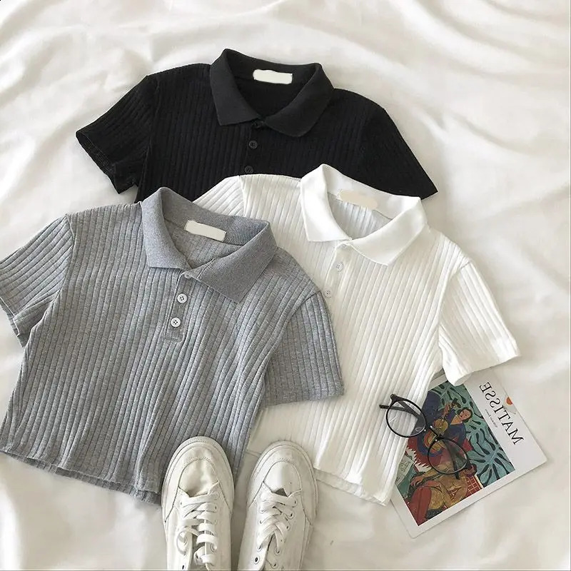 Summer Childrens Solid Color POLO Shirt Handsome Fashion Sports T-shirt Girl Lapel Casual and Comfortable Half Sleeve 4-13y 250319