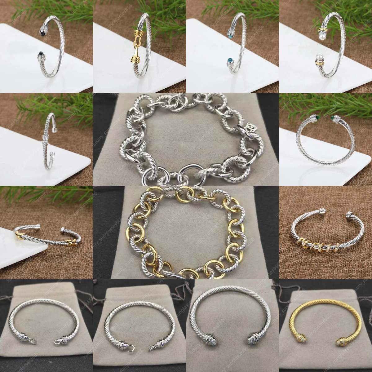 women woman bracelets Round luxury charm bracelet bangle 7mm designer Head jewelry Color Separation Bracelet Buckle Sterling Silver with 18k Gold Plated Bangles