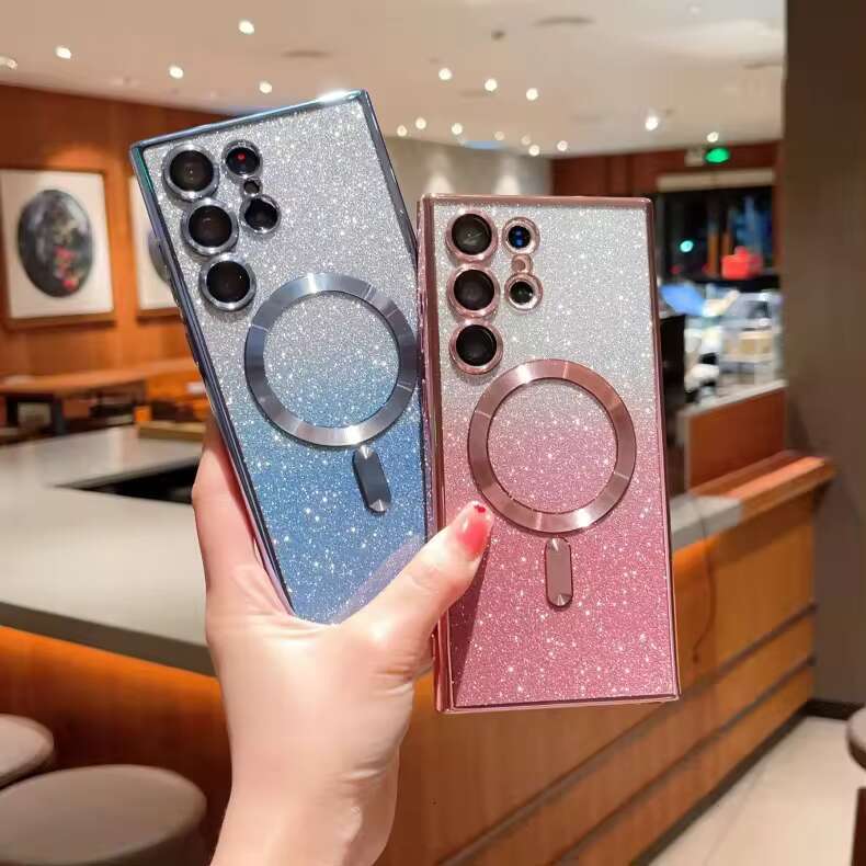 TPU Shockproof Mag Glitter Bright Safe Electroplated Magnetic Phone Case for Samsung Galaxy S24 S23 S22 S21 S20