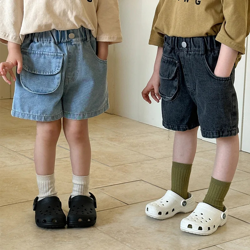 5091 Childrens Denim Shorts Summer 2025 Boys Summer Clothes Baby Loose Casual Pants 250319