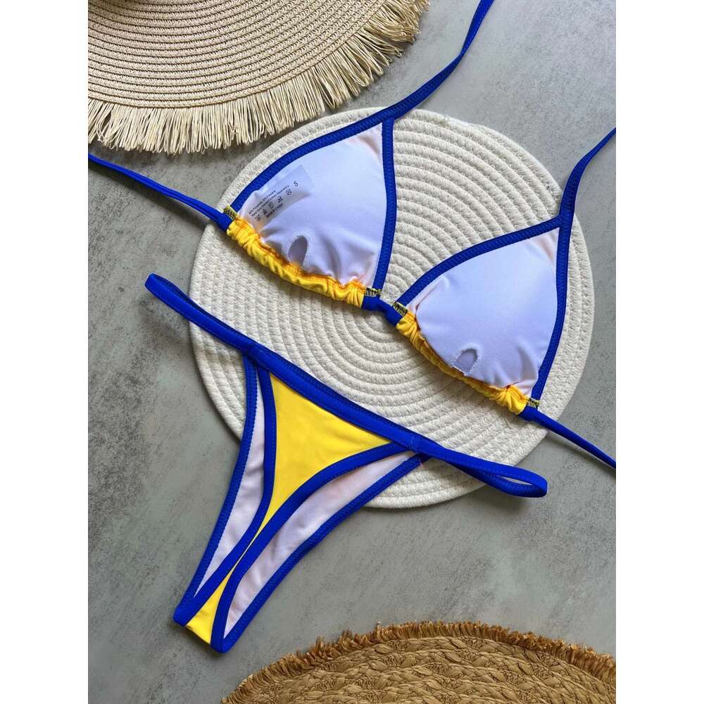 Brazilian Swimwear Women Sexy 2 Pieces Mini Bikini Set Triangle Liquor Back Nude String Beach Swimwear Summer 2025 New Style