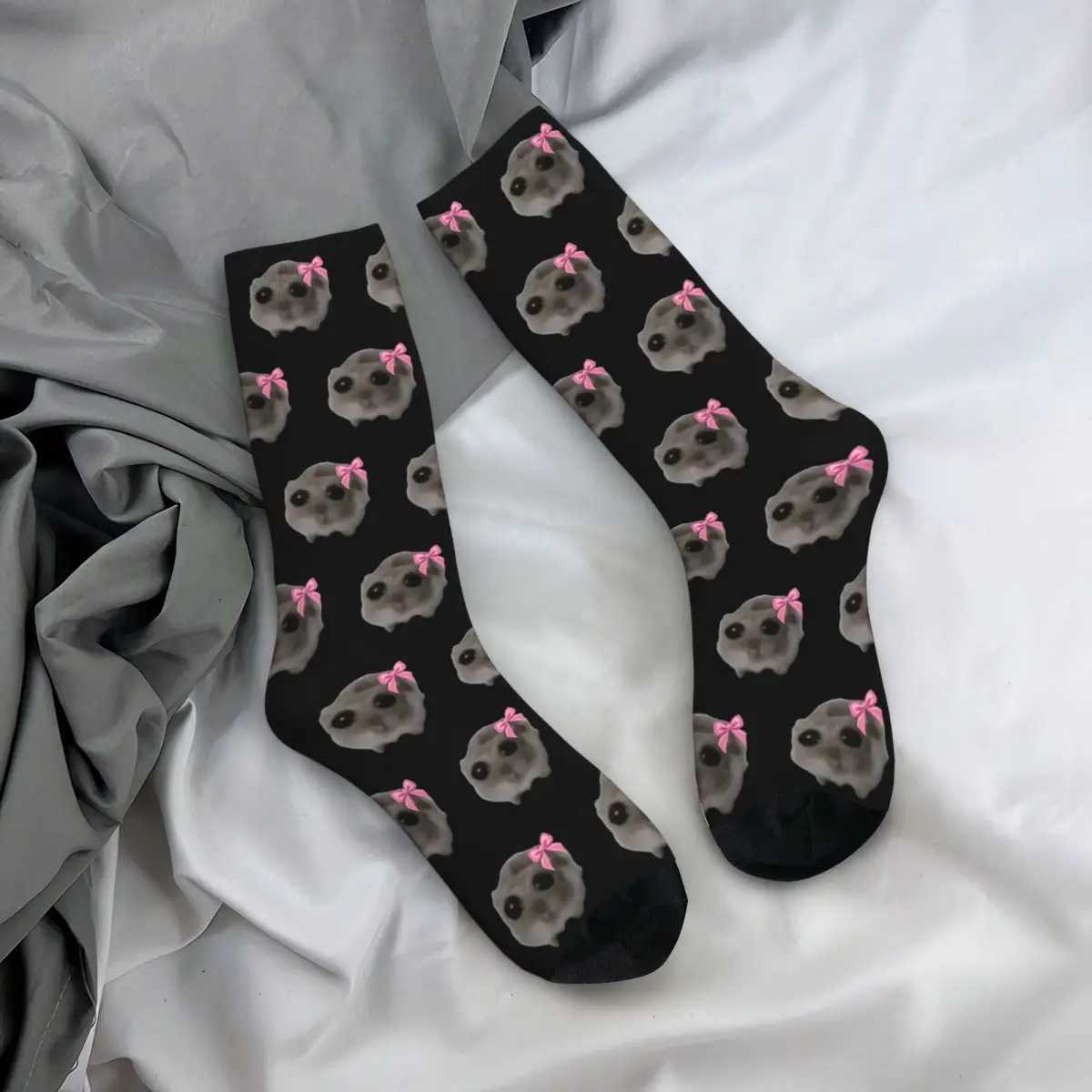 Autumn Winter Cool Mens Womens Sad Hamster Meme Socks Sweat Absorbing Basketball Socks X250319