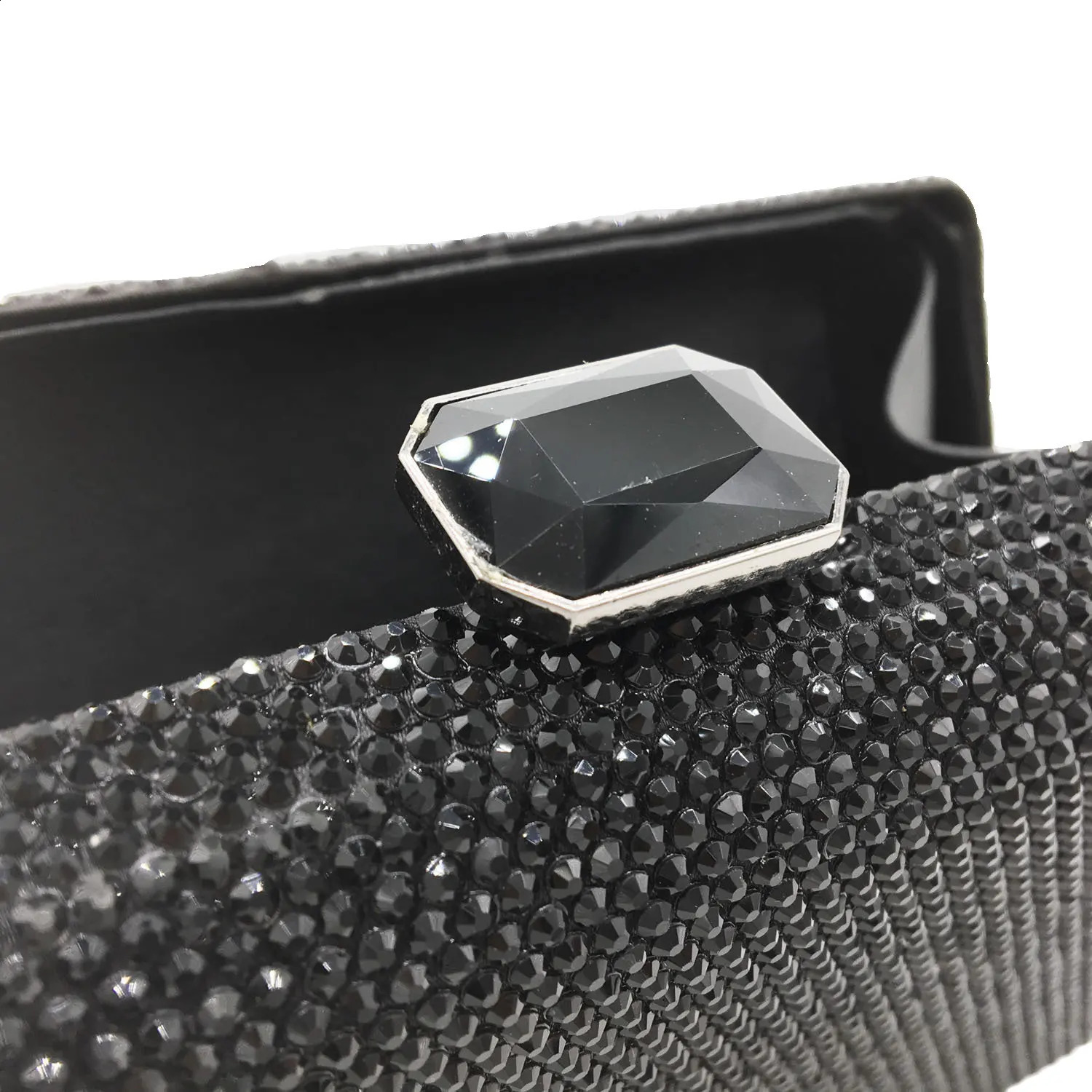 Boutique De FGG Women Black Crystal Clutch Evening Bags Wedding Bridal Rhinestone Box Handbags Party Dinner Diamond Clutch Purse 250314