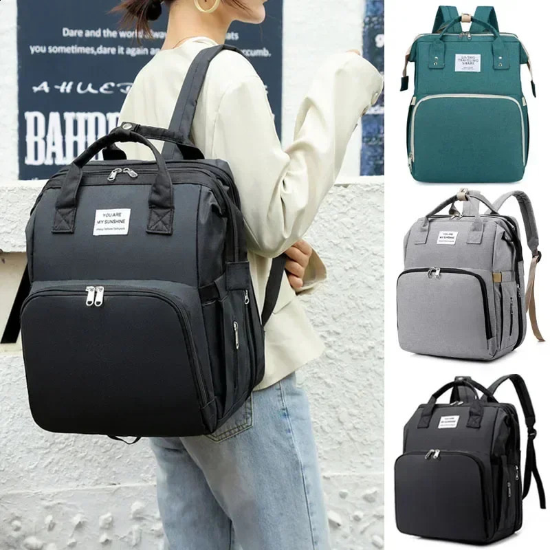 Mommy Diaper Bags Baby Bed Mother Large Capacity Nappy Milk Bottle Backpacks with Changing Mat Convenient Baby Nursing Bags 250319