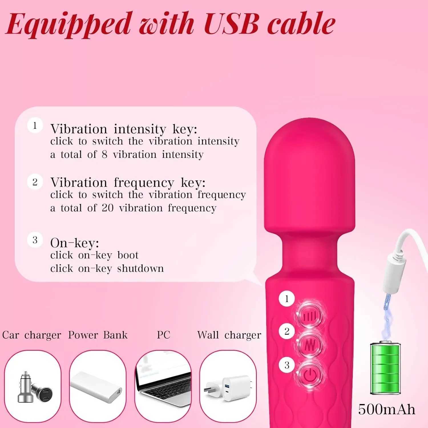 Powerful handheld massager Av vibrator 20 speed wand vibration massage magic full body motor fake penis masturbation sex toy W250319
