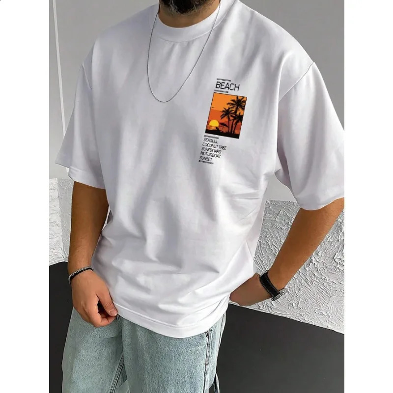 2024 Summer Mens Printed Pattern Cotton Tshirt Fashion Loose Y2K Couple Funny Daily Casual Large 250318