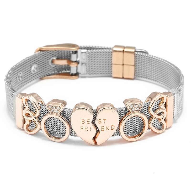 Fashion Stainless Steel Mesh Bracelets Original DIY Best Friend Beads Buckle Keeper Bracelets For Women Men Friend Jewelry Gift