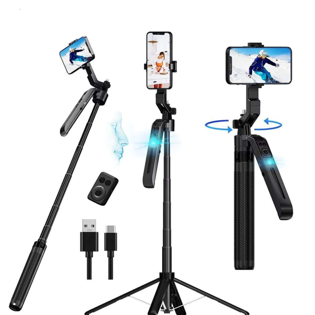 360 Rotation Wireless Remote Control 1.8M Sticks Tripod Stand C12 Aluminum Alloy Live Streaming Tetrapod Selfie Stick