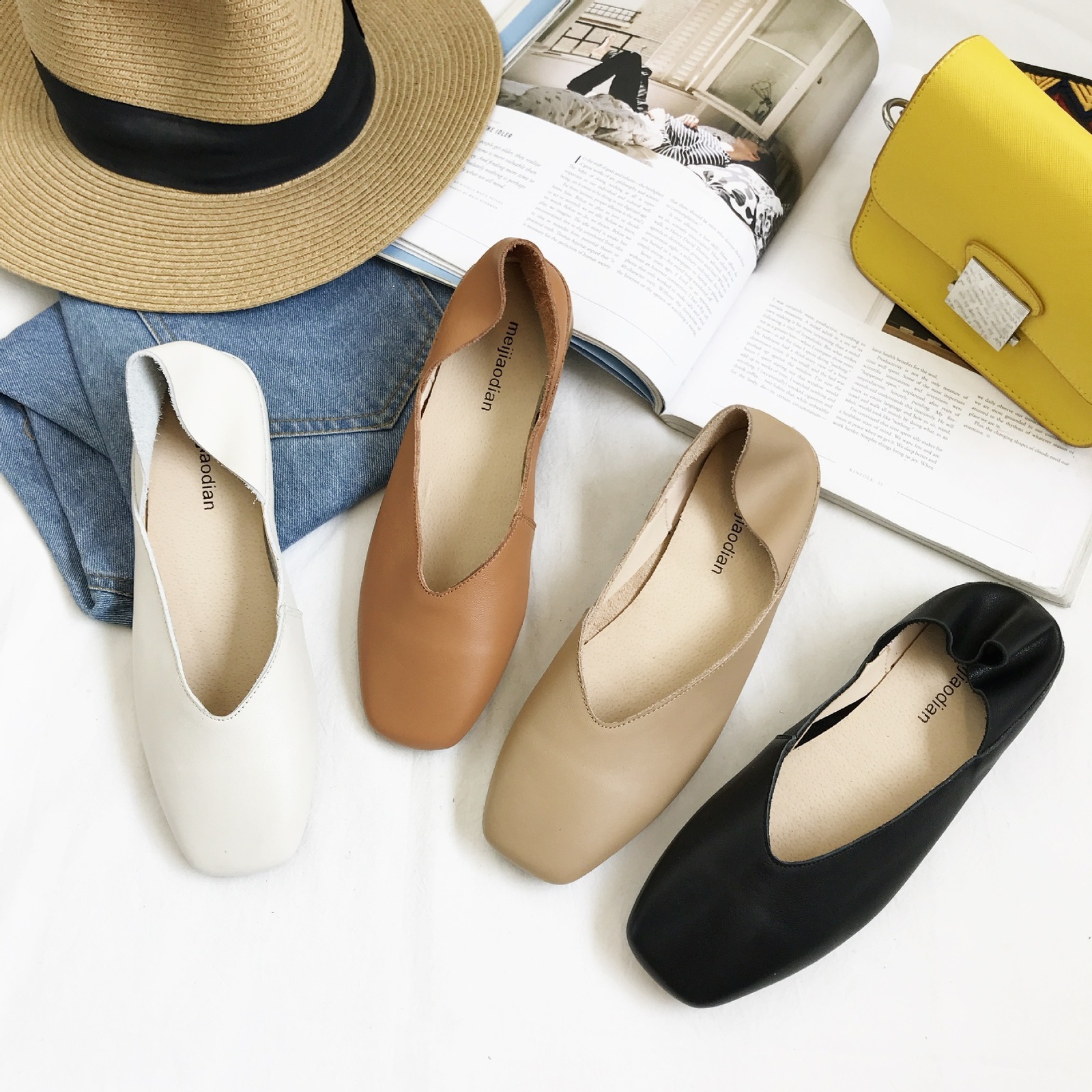 Retro soft genuine leather womens flat shoes single shoes womens casual round toe boat shoes womens mocha casino 240906