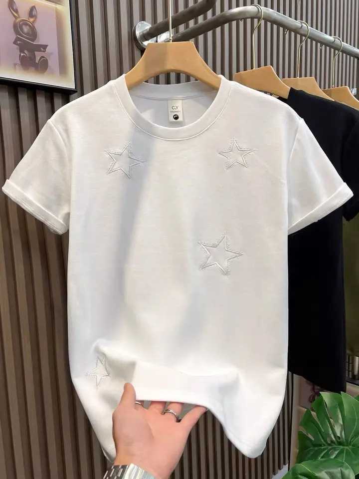 2025 Summer New Mens Embroidered Short Sleeve T-shirt Fashion Trend Casual T-shirt Mens Loose Luxury T-shirtT250318