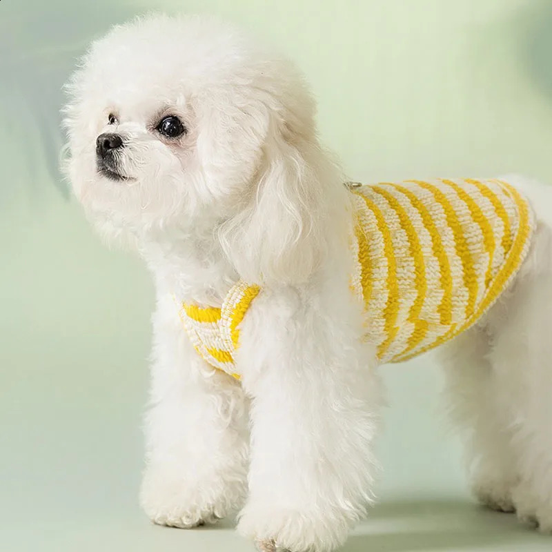 Japan and South Korea Style Puppy Vest Classic Striped Teddy Suspenders Thin Breathable Dog Clothes Yorkshire Cute Tshirt 250318