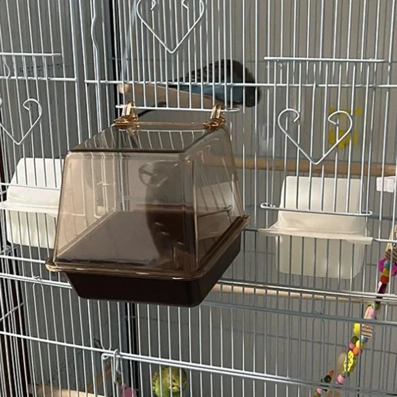 Big pet bird bathtub shower box easy to install water bowl cage parrot suitable for small birds Budgerigar Lovebirds Canary 250318