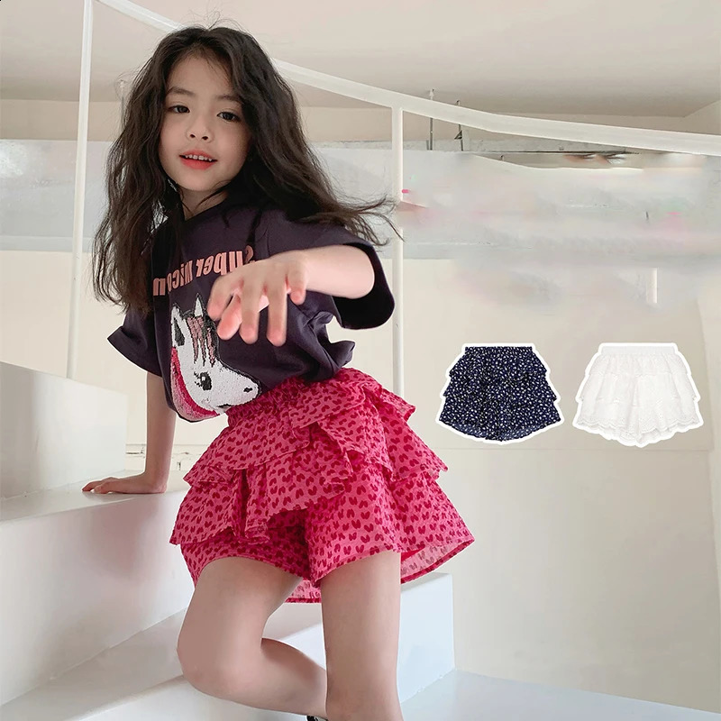 Girls Shorts Lace Fluffy Cake Skirt Pants Summer Fashion Casual Culotte ChildrenS Clothing Cute And Versatile Pants 250319