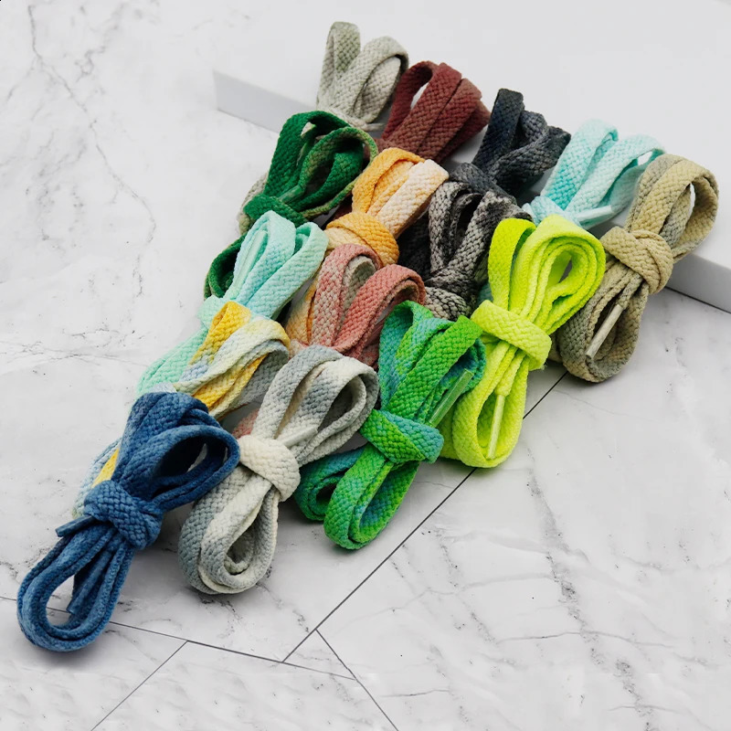 Weiou Lace 20 Pretty Colors Thickness Tie-dye Ropes 8MM Flat Type Artistic Sneaker Boots Cord 60-180CM Shoe Accessory Wholesale 250319