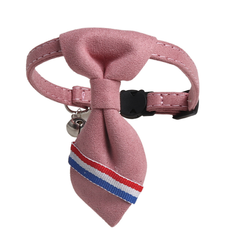 Velvet Cat Collar with Bell and Removable Tie, Adjustable Breakaway Cat Collars Kitten Small Puppy Safety Tie Solid Wedding Basic Color Cat Tie Collar