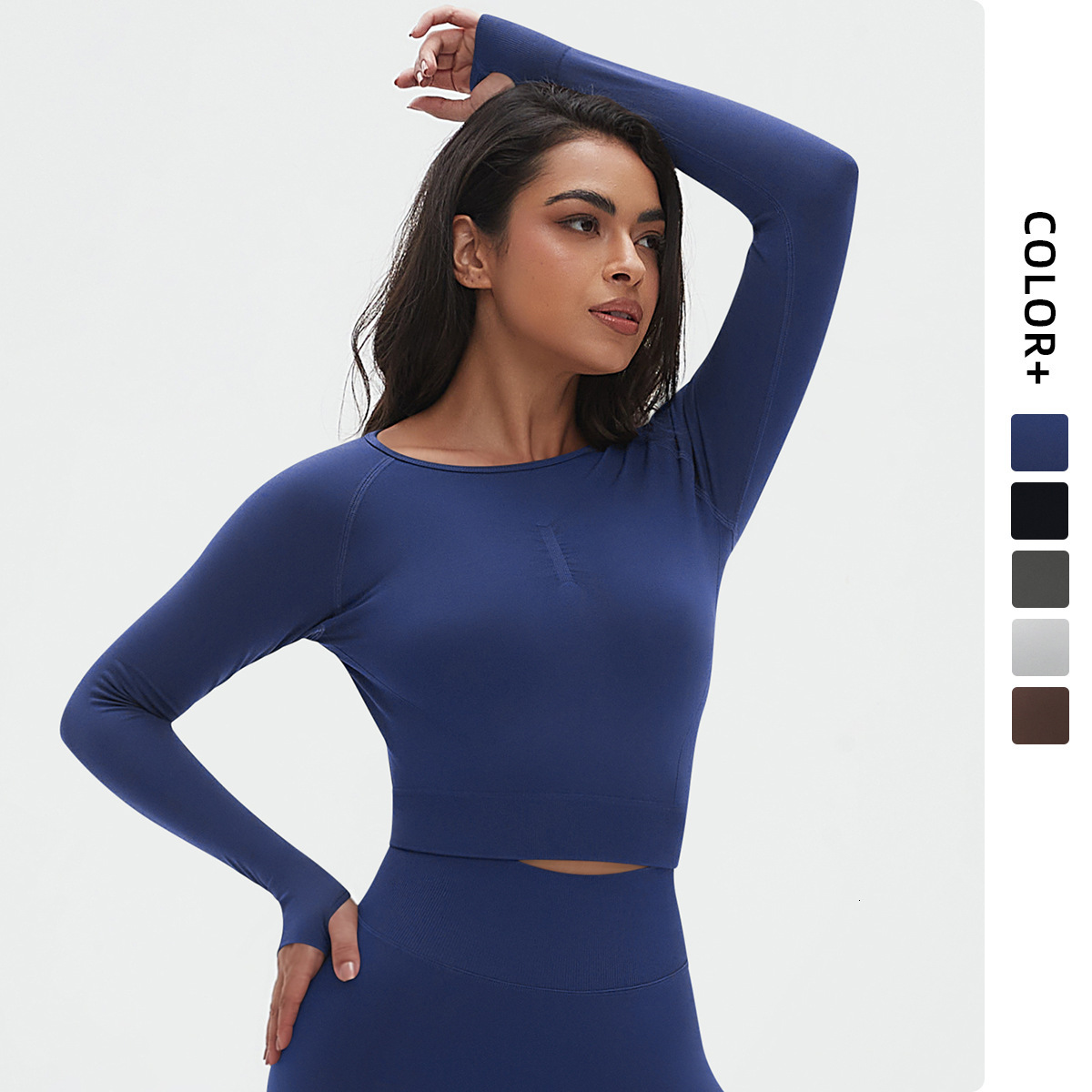 Seamless tracksuit Knitted Solid Color Tight High Elasticity Clothing Long Sleeve Sports Running Fitness Yoga Top for Women leggings